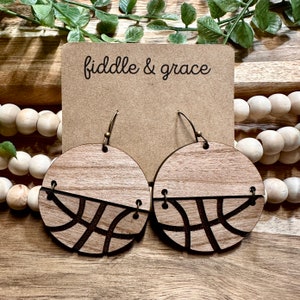 Basketball Earrings | Earrings | Basketball | Basketball Jewelry | Wood Earrings | Basketball Mom | Statement Earrings | Sports Earrings
