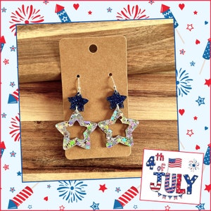 Earrings | 4th of July Earrings | Fourth of July Earrings | Patriotic Earrings | Acrylic Earrings | Geometric Earrings | Statement Earrings