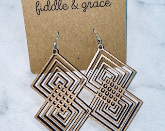Earrings | Geometric Earrings | Wood Earrings | Wooden Earrings | Wood Jewelry | Statement Earrings
