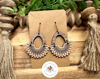 Earrings | Wood Earrings | Wooden Earrings | Wood Jewelry | Statement Earrings | BOHO Earrings | Dangle Earrings