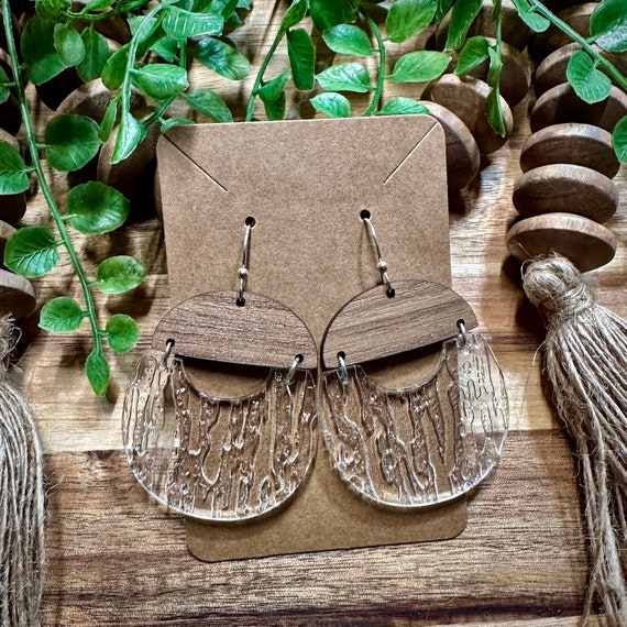 Wood and outlet acrylic earrings