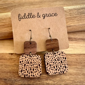 Earrings | Wood Earrings | Geometric Earrings | Wood Jewelry | Dangle Earrings | Statement Earrings