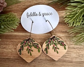 Christmas Earrings | Earrings | Holly Leaf Earrings | Statement Earrings | Holiday Earrings | Christmas Holly