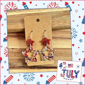 Earrings | 4th of July Earrings | Fourth of July Earrings | Patriotic Earrings | Acrylic Earrings | Geometric Earrings | Statement Earrings