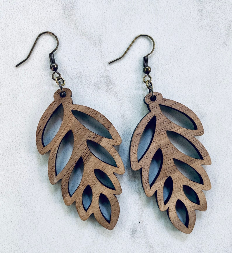 Leaf Earrings Earrings Wood Earrings Wooden Earrings Etsy
