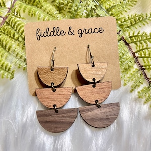 Earrings | Dangle Earrings | BOHO Earrings | Geometric Earrings | Wood Earrings | Wooden Earrings | Statement Earrings