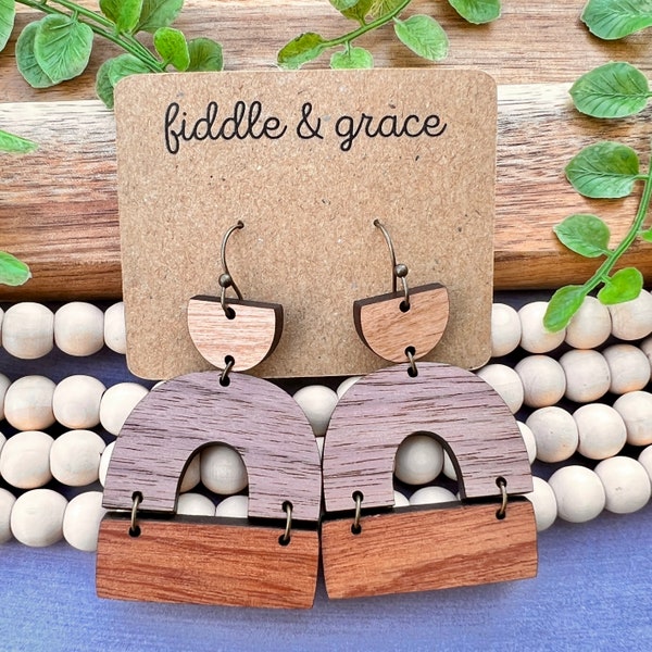 Earrings | Dangle Earrings | BOHO Earrings | Geometric Earrings | Wood Earrings | Wooden Earrings