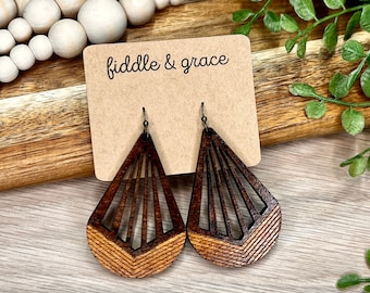 Wood Teardrop Earrings Geometric