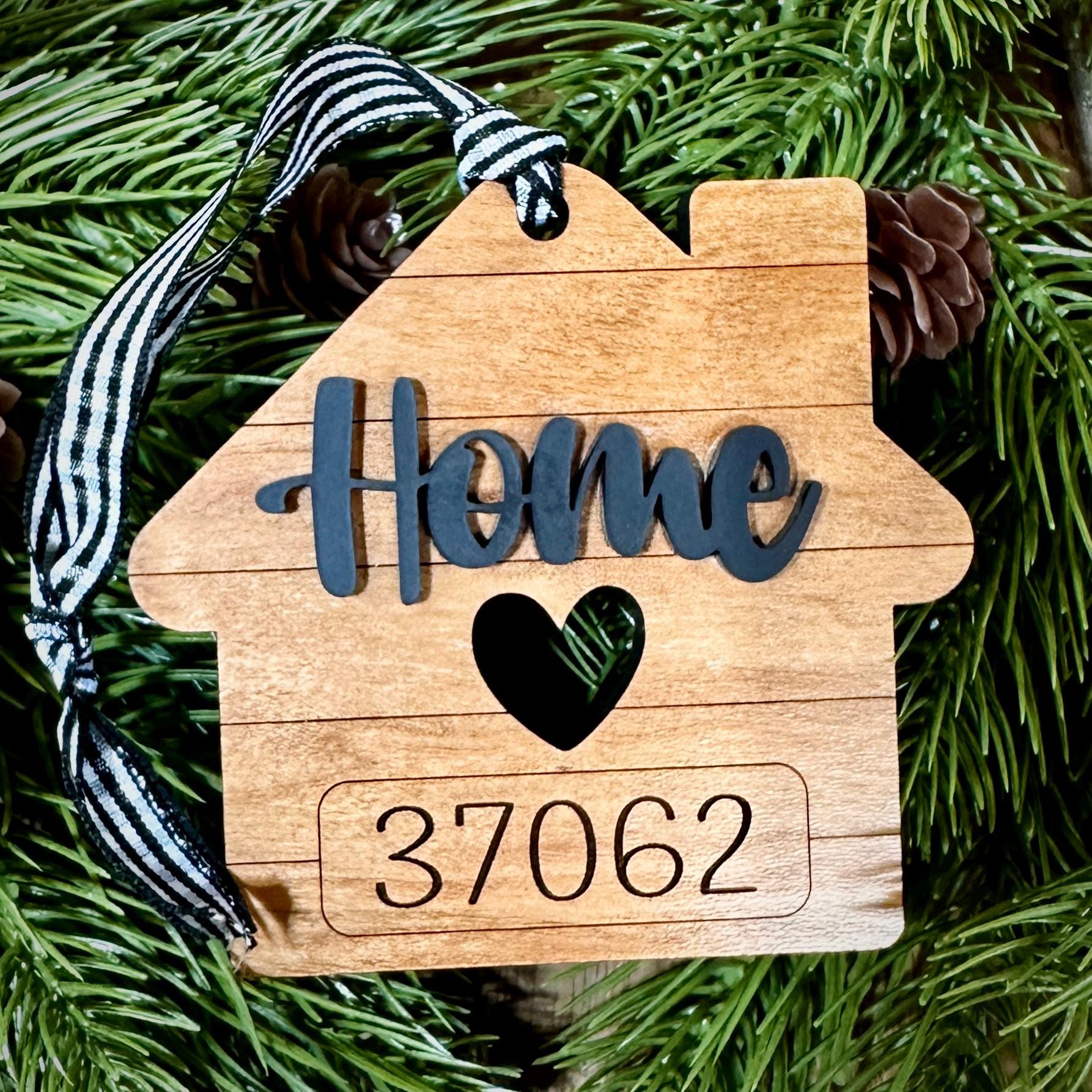 Custom Zip Code Wood Ornament view 1
