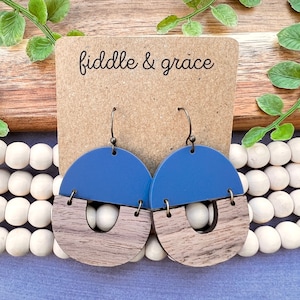 Earrings | Wood Earrings | Dangle Earrings | Acrylic and Wood Earrings | BOHO Earrings | Colorful Earrings | Statement Earrings