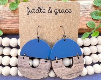 Earrings | Wood Earrings | Dangle Earrings | Acrylic and Wood Earrings | BOHO Earrings | Colorful Earrings | Statement Earrings