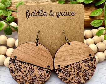 Earrings | Wood Earrings | Wood Earrings | Nature Earrings| Floral Earrings | Statement Earrings