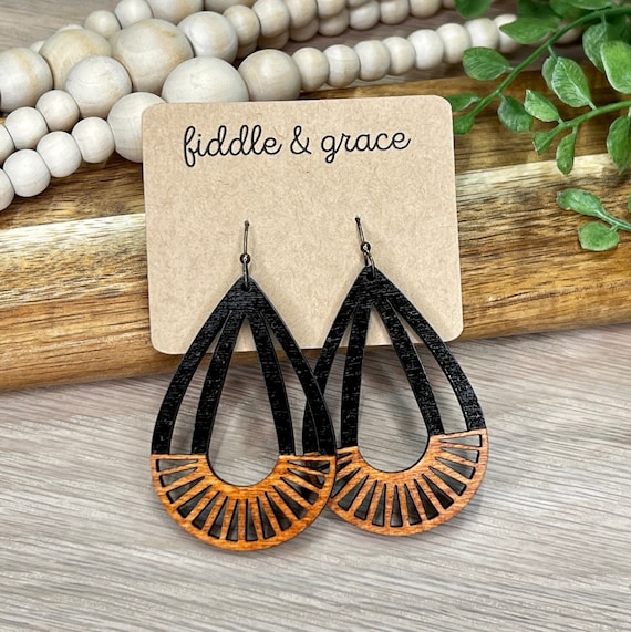 Buy Wood Earrings Dangle Brown Swirl Spiral Statement Jewelry Lightweight  Neutral Color Laser Cut Teardrop Geometric Wood Drop Earrings Online in  India - Etsy