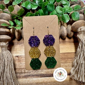 Mardi Gras Earrings | Mardi Gras | Earrings | New Orleans Earrings | Acrylic Earrings | Statement Earrings | Colorful Earrings