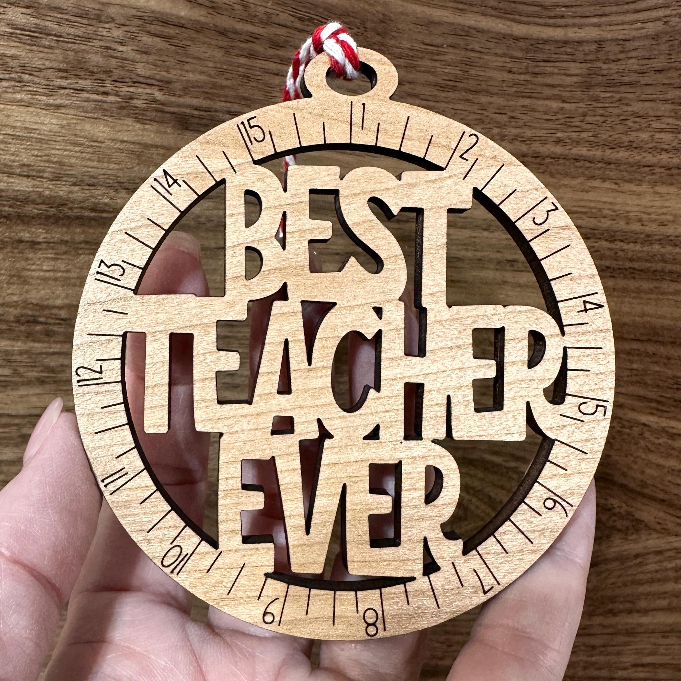 Ruler Circle Best Teacher Ever Ornament view 2