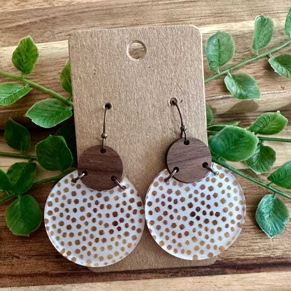 Earrings | Dangle Earrings | Acrylic and Wood Earrings | BOHO Earrings | Floral Earrings | Statement Earrings | Colorful Earrings
