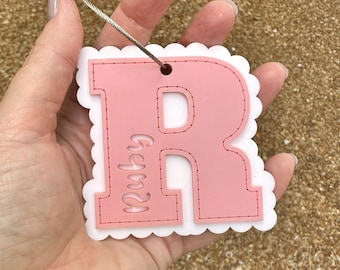 Personalized Acrylic Backpack Tag: Custom Initial Luggage Tag