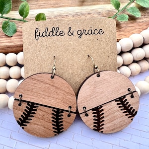 Baseball Earrings | Earrings | Baseball | Softball Jewelry | Wood Earrings | Baseball Mom | Statement Earrings