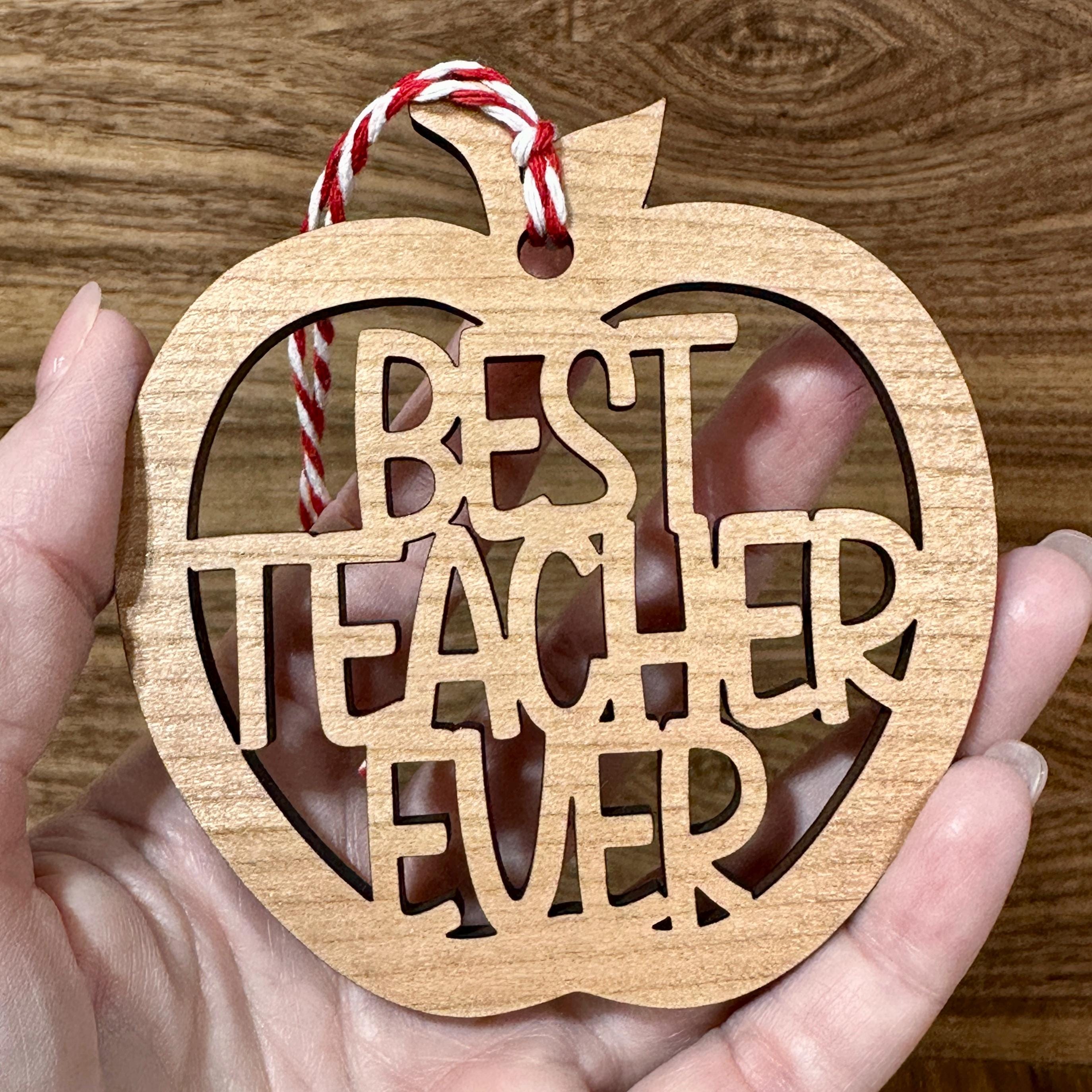 Apple Cutout Best Teacher Ever Ornament view 2