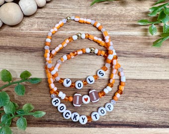 Game Day Bracelet Stack | Vols Bracelets | Vols Bracelet | Bracelet Stack | School Spirit Bracelet | Sports Bracelet | Football Bracelets