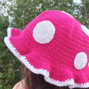 Whimsical Crochet Mushroom Bucket Hat - Handmade Sun Hat, Various Colors Available