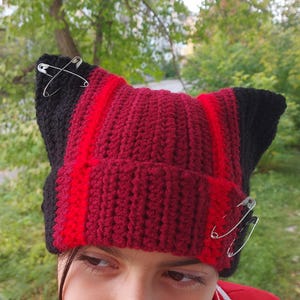 Twenty One Pilots Inspired Clancy Hat , Crochet Black  Cat Beanie ,Clancy Beanie, Handmade Balaclava Ski mask