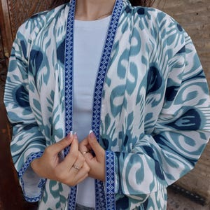 Handmade Kimono Long, Bohemian Jacket, Chapan Coat, Uzbek Ikat Robe, Caftan, Festival Outfit, Ethnic Clothing