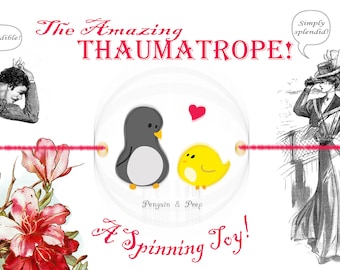 DIY Thaumatrope Penguin & Peep | Kids Activity | optical toy | Animation History