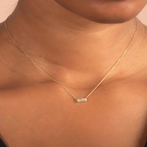 Moissanite Pendant  • Stunning 0.3 Carat Moissanite • Round Cut 3-Stone 925 Silver   • Diamond Pendant Necklace  •  Bar Necklace Minimalist