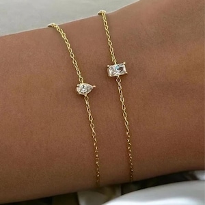 Zircon Bracelet  • White Zircon Chain • Elegant Boho Jewelry  •  Daily Wear • Special Occasions • Gift For Women