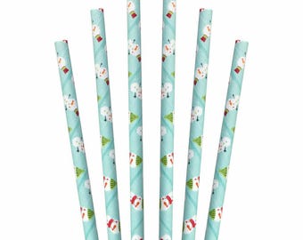Christmas Plaid Paper Straws 25/pkg