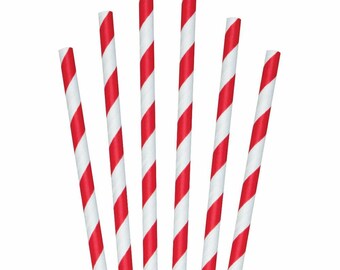 Red Stripe Paper Straws 25/pkg