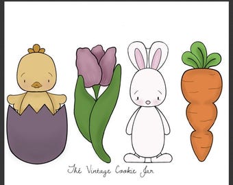 The Vintage Cookie Jar's Skinny Easter Cookie Cutter Set 4 pc