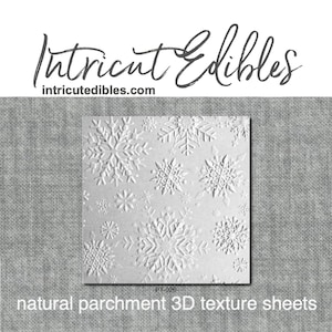 Peut inclure: Feuille de texture 3D en parchemin naturel blanc avec un motif de flocons de neige. La feuille est étiquetée "PT-026" et "feuilles de texture 3D en parchemin naturel".