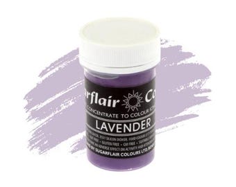May include: A small, round jar of purple food coloring concentrate labeled "Sugarflair Colors Lavender Concentrate to Colour Icing".