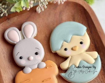 The Vintage Cookie Jar's Easter Bunny And Chick Cookie Cutter Set 2 pc