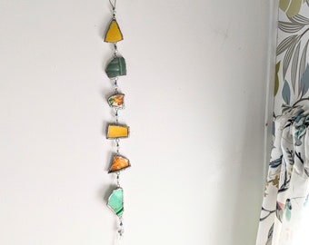 suncatcher ~FLOWER~ California pottery, orange, glass mobile, retro diner, retro kitchen, vintage dishes, yellow green,vintage bauer