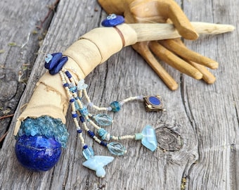 crystal healing wand ~MOTHER EARTH~ lapis Lazuli, aquamarine, Mother's Day, gifts for her, prayer divination meditation, metaphysical art