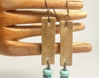 leather and TURQUOISE EARRINGS, hippie style, boho chic, western earrings, Festival Wear, cowgirl, drop earrings, gifts for her, witchy vibe