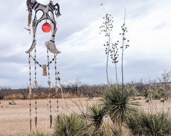 suncatcher ~CLOWN KACHINA~ tribal art, garden art, Native American style, Hopi, home decor, old west,cowboys and indians, bone, antler BEAR