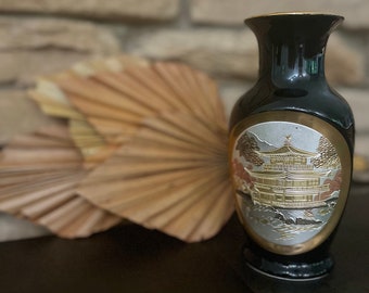 Vintage Japanese Art of Chokin vase with 24 KT gold edge
