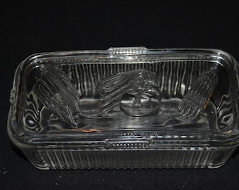 Vintage Federal Glass Clear Vegetable Refrigerator Dish