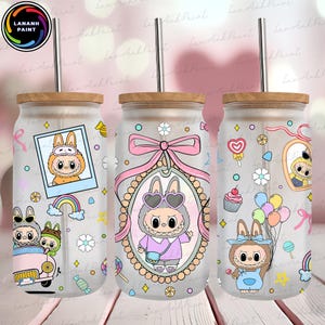 Cute Doll 16 oz Libbey Glass Can Wrap, Cartoon 16oz Glass Can Wrap, Cartoon Character 16 oz Glass Can Png, Sublimation Design