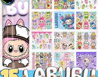 15 + Puppenkarikaturfigur 20 Unzen Skinny Tumble Wrap Png Bundle, Lustige Karofigur Tarot Kartenverpackung Design Png, Geschenk für Kinder