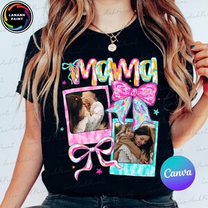 Custom Canva Mama Kids Photo Png, Mom Floral Coquette Bow Png, Canva Add Photos Mothers Day Png, Mama Flowers, Hand drawn, Gift For Mom