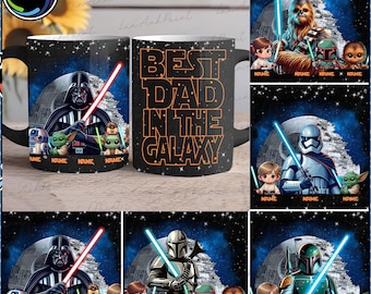 Custom Name Superhero Fathers Day 11oz Mug Png, Galaxy Movie I’m Their Father 11oz Mug Wrap Png, Dad And Baby Cartoon Png,The Best Team Ever