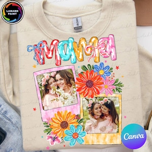 Canva Add Photos Mothers Day Png, Custom Canva Mama Kids Photo Png, Mom Floral Coquette Bow Png, Mama Flowers, Hand drawn, Gift For Mom