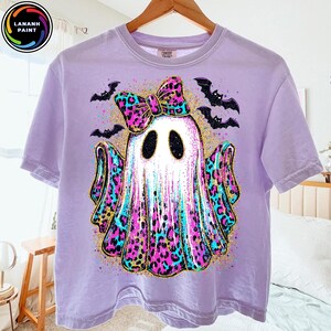 Neon Glitter Boo Ghost Png, Trendy Halloween Ghost PNG, Retro Coquette Ghost PNG, Fall Preppy Ghost PNG, Leopard Boo Spooky Season Png