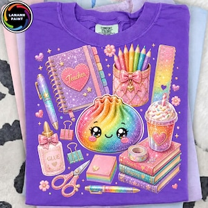 Kawaii Glitter Dumpling PNG, Back To School Shirt Design, Kindergarten Grade PNG, Cute School Character Sublimation File, Instant Download