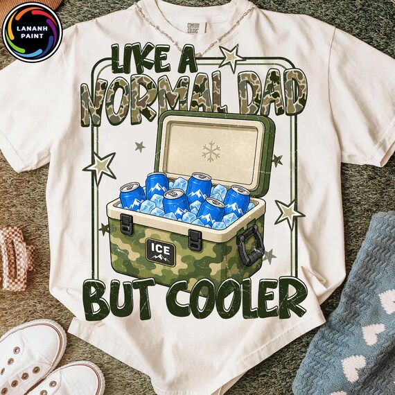 Cooler Dad PNG, Funny Dad Quote PNG, Camo Father Shirt Design, Iced Bag Dad PNG, Retro Father’s Day Sublimation